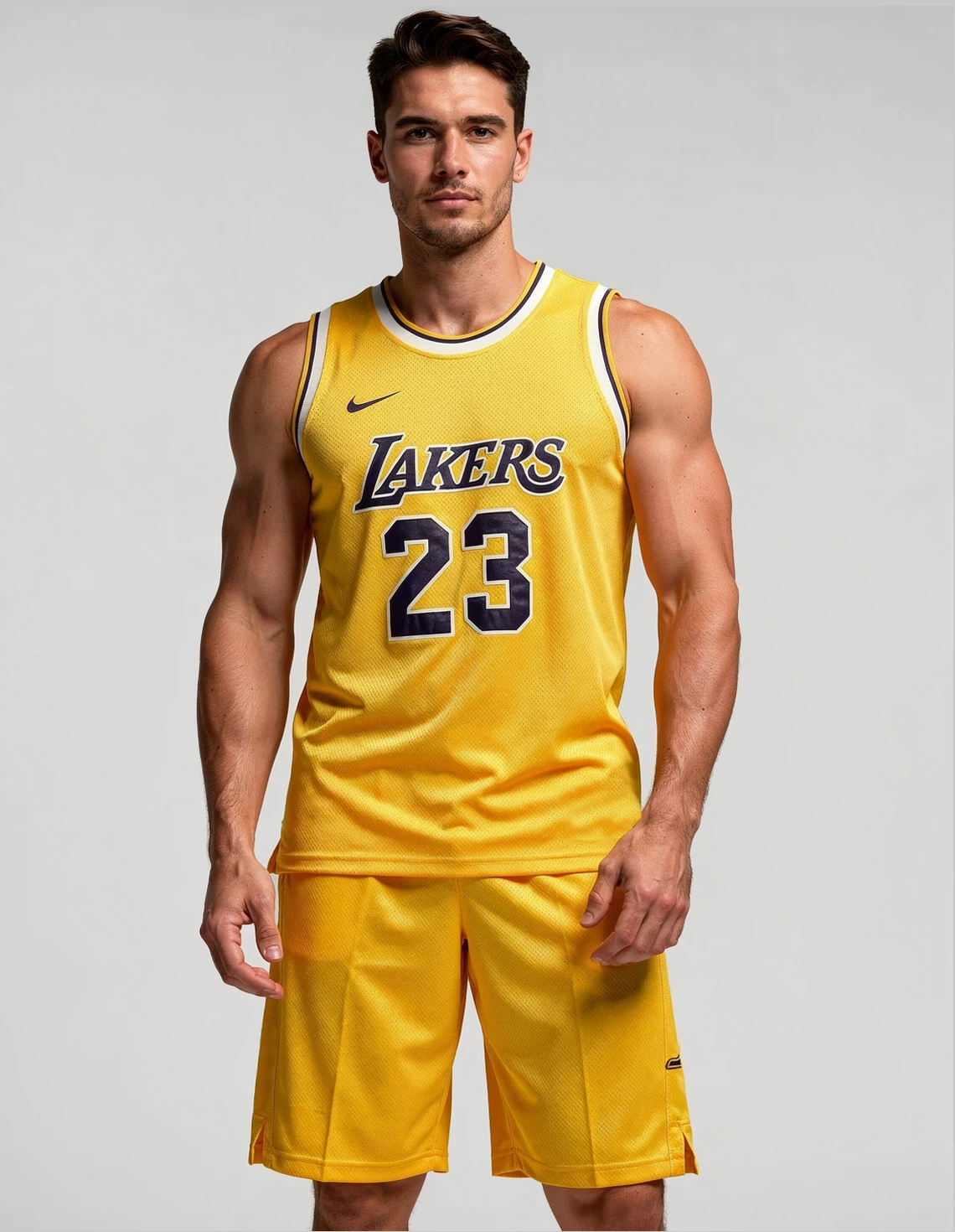 ست رکابی و شلوارک بسکتبال مردانه نایکی Lakers No.23 M