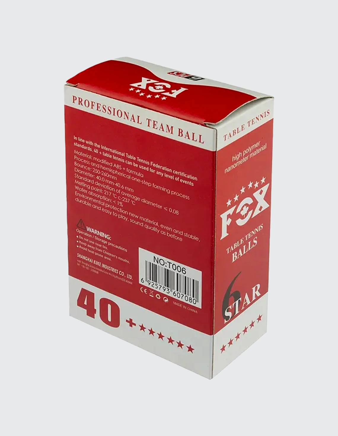 توپ پینگ پنگ - - فاکس 6 ستاره 40+ T006 بسته 6 عددی